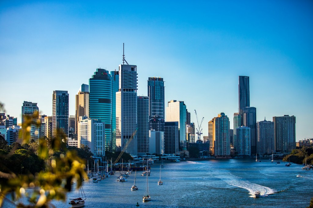 Brisbane city apartments and towers along the Brisbane River